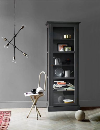 Lindebjerg Design Color N1 Vitrineskab Venstrehængt Dør 70x210 cm - Anthracite