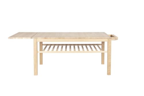 Haslev Klassik 4C Klapbord m. Skuffe og Hylde 75x110 cm - Hvidolieret Eg