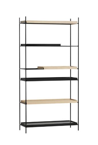 Woud Tray Shelf High H: 201 cm - White Pigmented Oak & Black Painted Oak