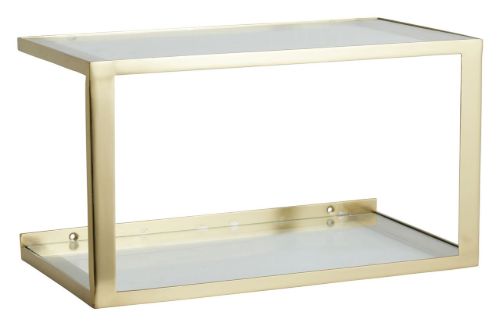 Nordal NERA Shelf w/glass 36x20x20,5 cm - Golden