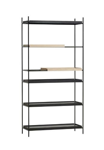 Woud Tray Shelf High H: 201 cm - White Pigmented Oak & Black Painted Oak
