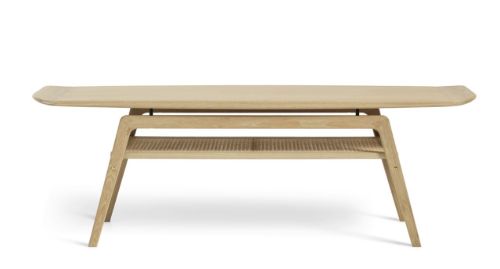 Warm Nordic Surfboard Coffee Table W. Shelf L: 152 cm - White Oiled Solid Oak