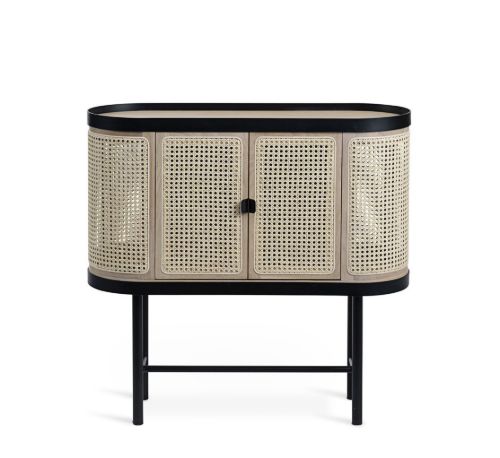 Warm Nordic Be My Guest Bar Cabinet 92x95 cm - Black Noir/French Cane