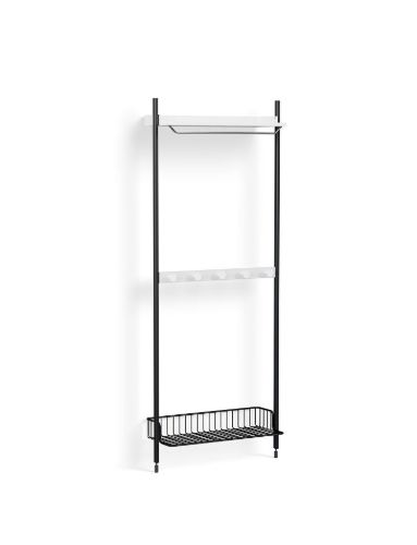 HAY Pier System 1041 1 Column 82x209 cm - PS White Steel/Black Anodised Profiles/Anthracite Wire Shelf