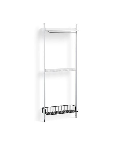 HAY Pier System 1041 1 Column 82x209 cm - PS White Steel/Clear Anodised Profiles/Anthracite Wire Shelf