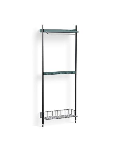 HAY Pier System 1041 1 Column 82x209 cm - PS Blue Steel/Black Anodised Profiles/Chromed Wire Shelf