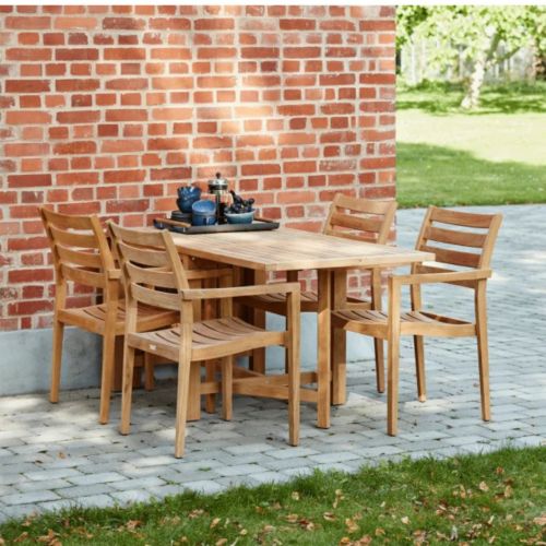 Mandalay Cambridge Klapbord L: 200 cm og 4 Dian Havestole - Teak 