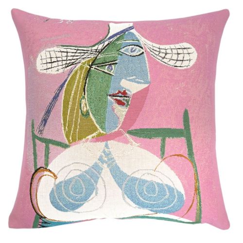 Poulin Design Picasso Pude 45x45 cm - Femme Assise Au Chapeau De Paille 1938