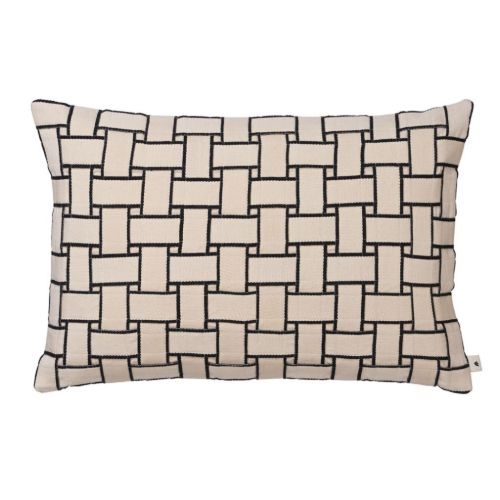Ferm Living Lattice Rektangulær Pude - Bomuld/Off-White/Sort
