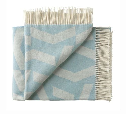 UDGÅR med lager Silkeborg Uldspinderi Dashes Plaid 130x190cm - White Blue OUTLET