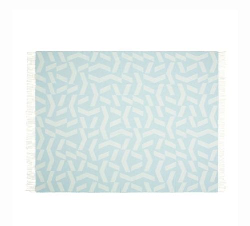 UDGÅR med lager Silkeborg Uldspinderi Dashes Plaid 130x190cm - White Blue OUTLET