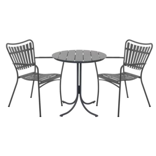 Mandalay Pure Cafébord Ø: 67 cm og 2 Marguerit Pure Havestole - Antracit
