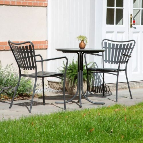 Mandalay Pure Cafébord Ø: 67 cm og 2 Marguerit Pure Havestole - Antracit