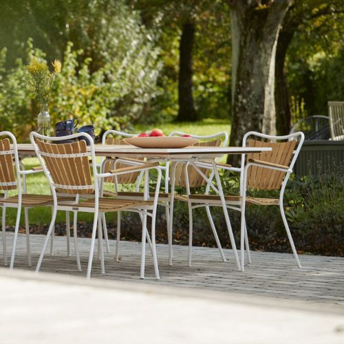 Mandalay Marguerit Havebord L: 200 cm - Teak/Hvid UDSOLGT FOR SÆSON 2026
