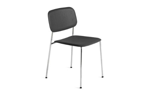 HAY Soft Edge 10 Chair w. Standard Gliders  - Chromed Steel/Black Lacquered Oak/Soft Black  OUTLET