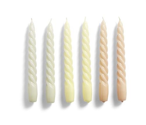 HAY Candle Twist 6 pcs H: 19 cm - Grey Beige Citrus Peach OUTLET