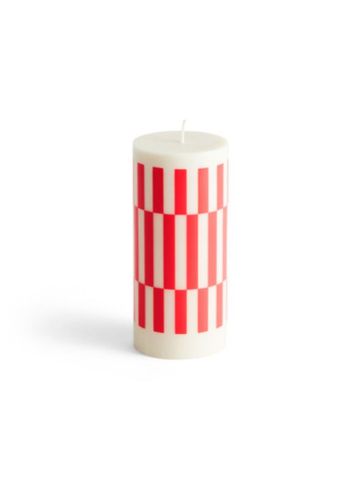 HAY Column Candle Small H: 15 cm - Off-white and red OUTLET