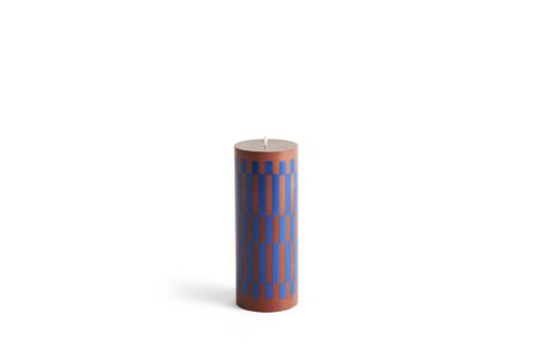 HAY Column Candle Medium H: 20 cm - Brown and blue OUTLET