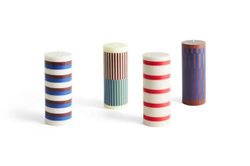HAY Column Candle Medium H: 20 cm - Brown and blue OUTLET