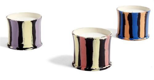 HAY Stripe Scented Candle Ø: 8,5 cm - Orange Leaf OUTLET