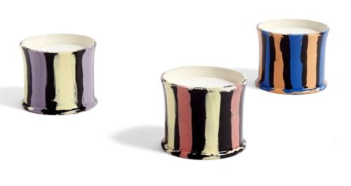 HAY Stripe Scented Candle Ø: 8,5 cm - Fig Leaf OUTLET