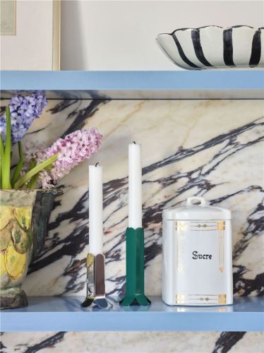 HAY Arcs Candleholder L H: 13 cm - Green OUTLET