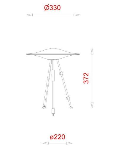 Piet Hein Sinus 330 Bordlampe H: 37,2cm - Opal/Rød Ledning UDSTILLINGSMODEL OUTLET