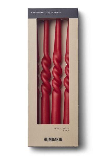 Humdakin Twisted Candles 4 Pack - Christmas Red OUTLET