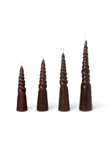 Ferm Living Twisted Candles Set of 4 H: 25 cm - Brown OUTLET