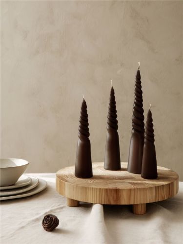 Ferm Living Twisted Candles Set of 4 H: 25 cm - Brown OUTLET