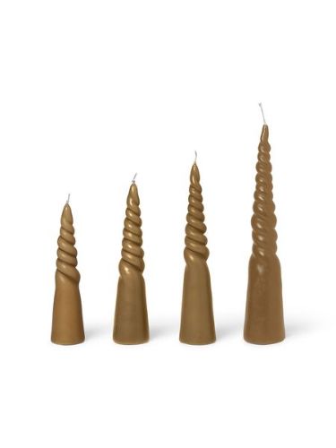 Ferm Living Twisted Candles Set of 4 H: 25 cm - Straw OUTLET