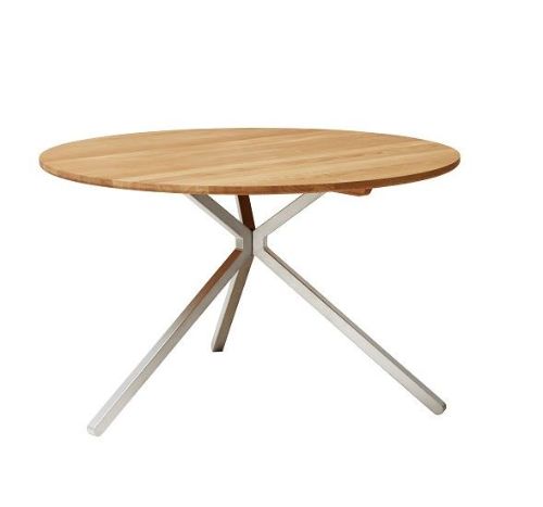 Form & Refine Frisbee Round Table Ø: 120 cm - Oiled Oak/Matt Chrome Steel UDSTILLINGSMODEL OUTLET