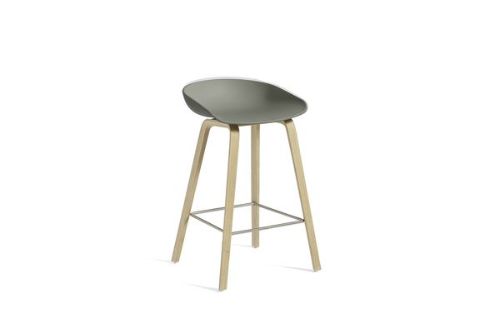 HAY AAS 32 Barstol Low  - Soaped Oak Veneer/Dusty Green/Footrest Stainless Steel UDSTILLINGSMODEL OUTLET