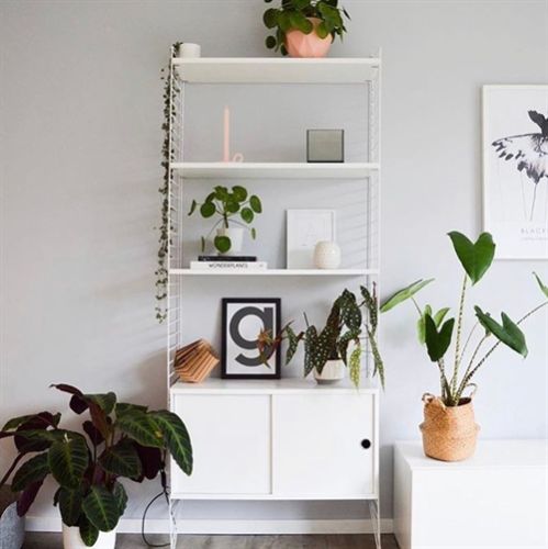 String Reol 1 Kabinet - Hvid - Består af 2-pak gulvgavl hvid 200 x 30 cm + 3 pak hylder hvid 78 x 30 cm + Skab kabinet hvid OUTLET