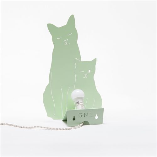 Goodnight Light Decoupage Kitties Lamp H: 33 cm - Mint OUTLET