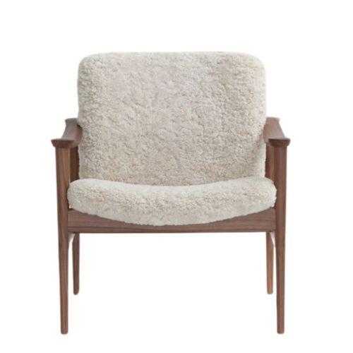 LK Hjelle Lænestol 711 H: 75 cm - Valnød Sheepskin Moonlight 