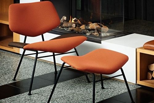 Vermund Larsen VL136 Fodskammel til Cosy Loungestol H: 37 cm - Sierra Cognac/Krom