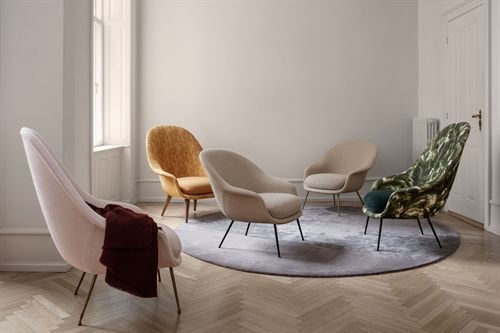 GUBI Bat Lounge Chair Low Back  - Antique Brass/Sonar 3 124
