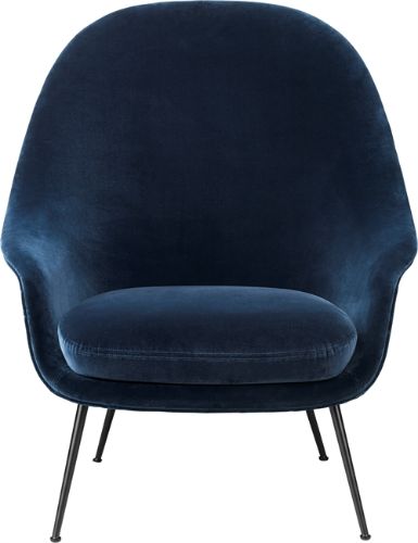 GUBI Bat Lounge Chair High Back 39 cm - Black Matt Base Velvet
