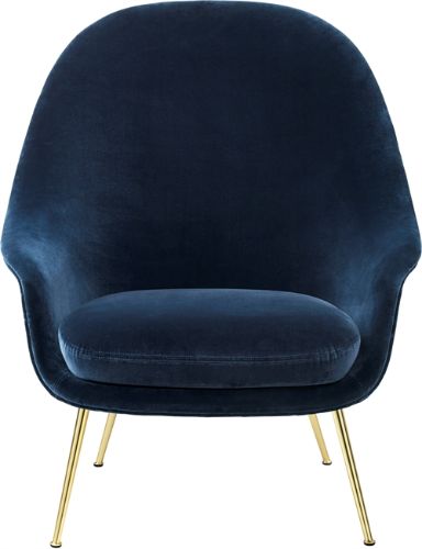 GUBI Bat Lounge Chair High Back 39 cm - Brass Semi Matt Velvet