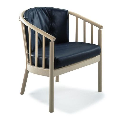 Stouby Bella Lænestol SH: 43 cm - Sierra Sort Læder/Sæbebehandlet Eg