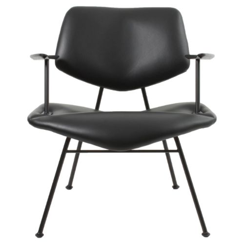Vermund Larsen VL135 Cosy Loungestol m. armlæn SH: 40 cm - Sierra Sort/Sort Pulverlak