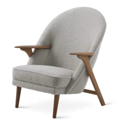 Warm Nordic Wingman Lounge Chair SH: 42 cm - Baru 0120 Light Stone Grey/Oiled Oak