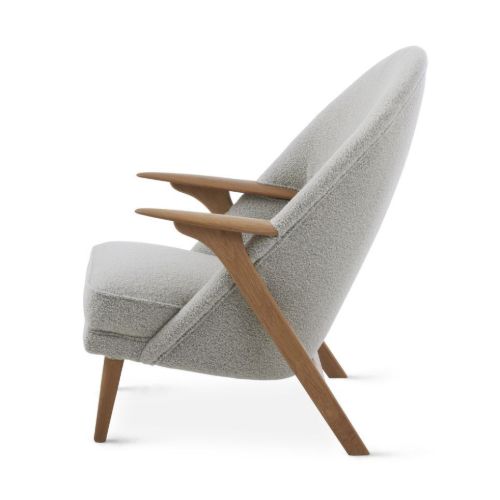 Warm Nordic Wingman Lounge Chair SH: 42 cm - Baru 0120 Light Stone Grey/Oiled Oak