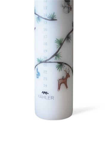 Kähler Hammershøi Christmas Kalenderlys 2024 H: 25 cm - hvid m. deko OUTLET