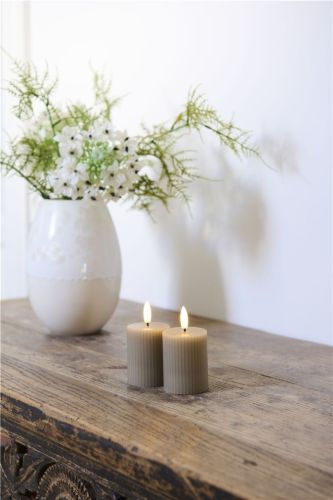 Sirius Smilla Genopladelige LED Stearinlys Sæt 2 stk. 5x6,5 cm - Varm Grå OUTLET 