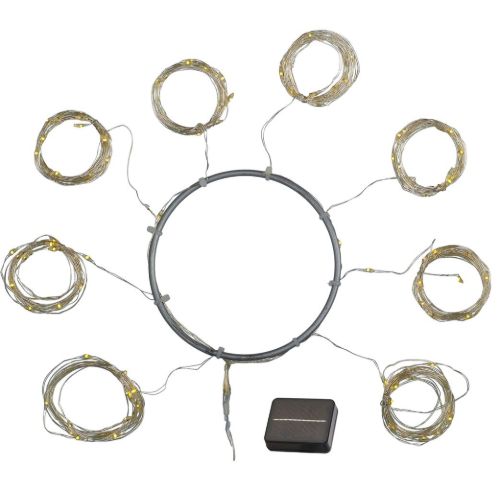 Sirius Knirke Solar Parasol Lyskæde 128 LED Lys 8x2 meter - Varm Hvid/Sølv  OUTLET
