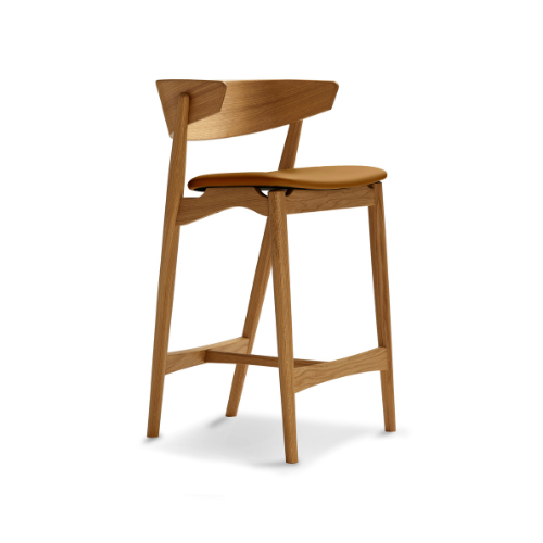 Sibast Furniture No 7 Barstol SH: 65 cm - Lakeret Eg / Brandy Cognac